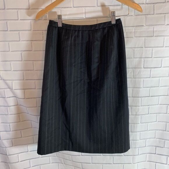 Armani Collezioni Dresses & Skirts - Armani Collezioni Black Stripe Kick Pleat‎ Skirt